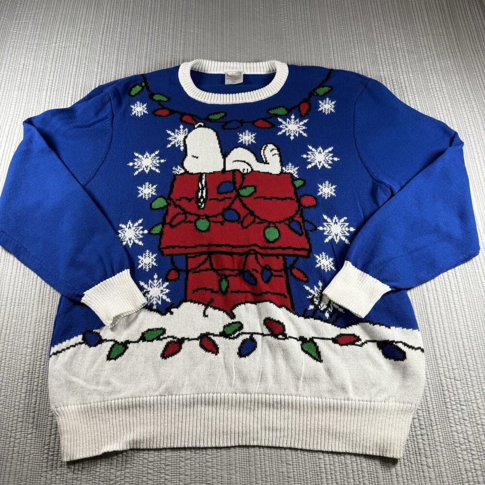 Peanuts Snoopy Ugly Christmas Sweater Women’s XXL Lights Festive Cozy Winter